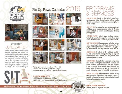 Pin Up Paws 2016 calendar